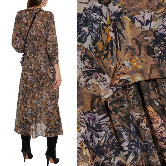 IRO • Mauri Wrap-Effect Printed Crepe de Chine Midi Dress maxi floral viscose - Picture 10 of 10
